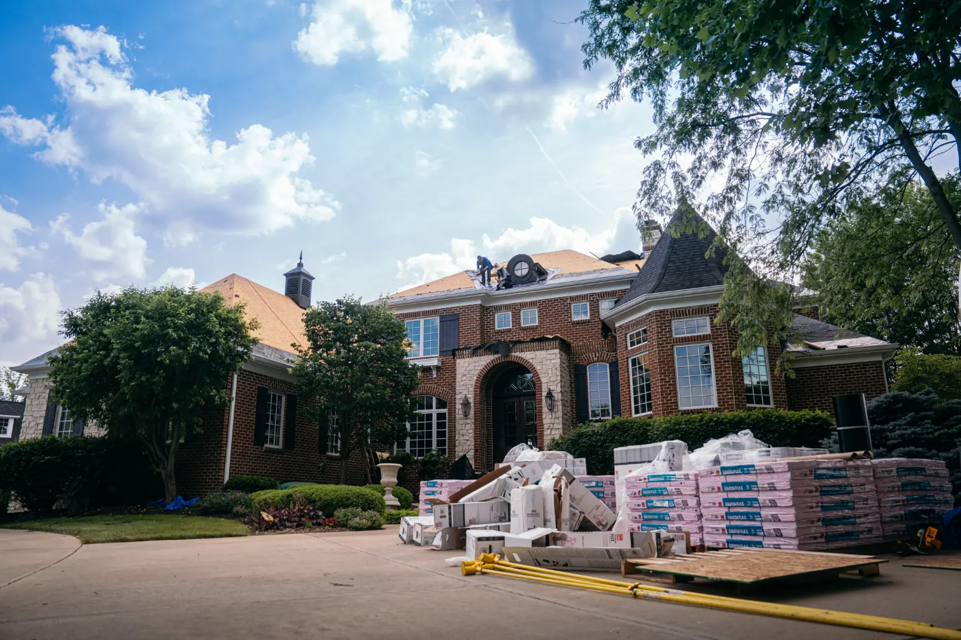 Tarping and dry-in on a Fountain City commercial roof